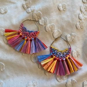 Sequin Rainbow Raffia Earrings